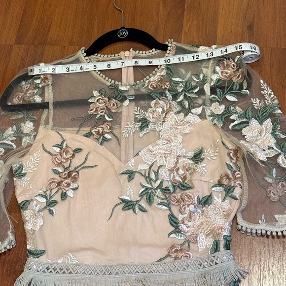 Just Me Dress Floral Embroidered Mesh w/ Lining Formal Dress size Extra Small - Picture 8 of 9